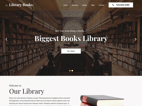 library books wordpress theme