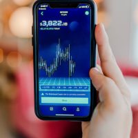 cryptocurrency exchange turned-on Android smartphone