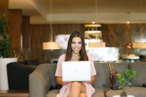 Becoming an Entrepreneur woman using laptop