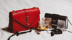Fake Designer Bags red and black leather handbag