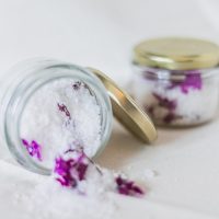 white salt on glass jar