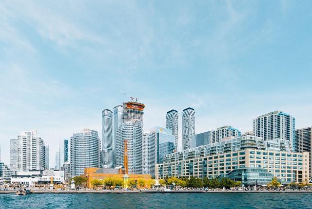 White high-rise buildings.