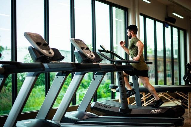 Man running on a treadmill. 