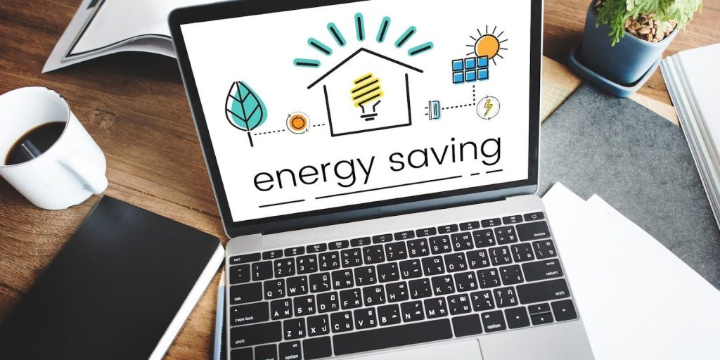 Laptop showing energy saving diagram