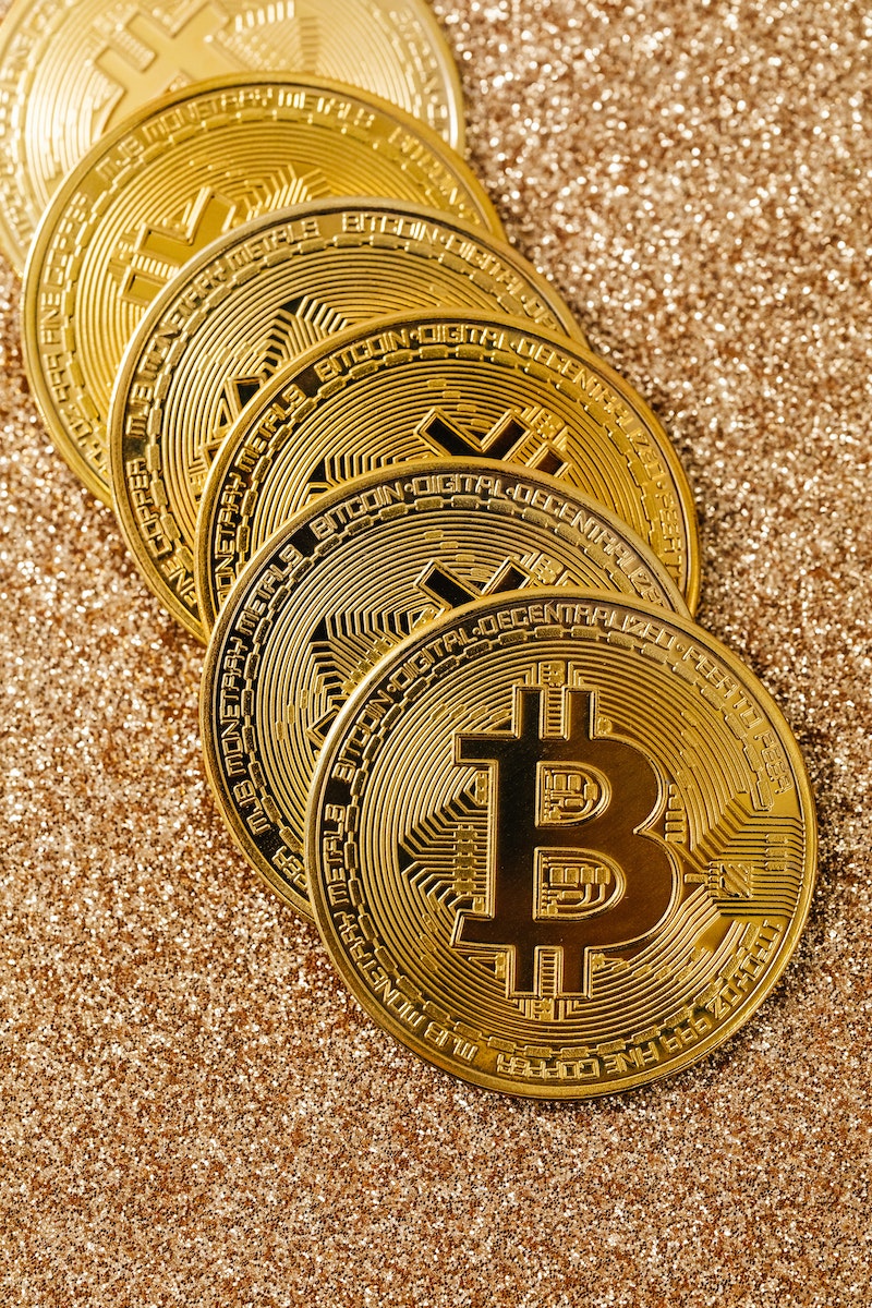 Close-Up Shot of Bitcoins