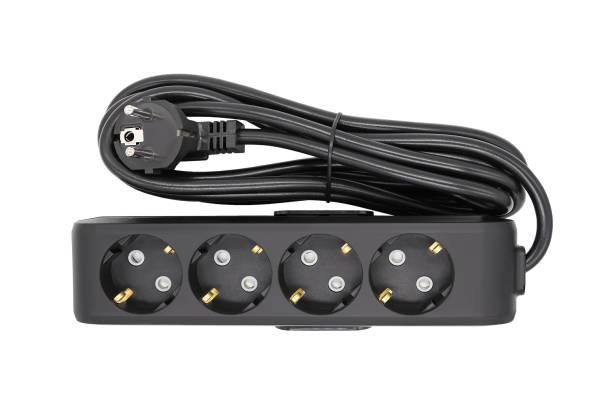 black plastic electrical extension cord for household appliances 