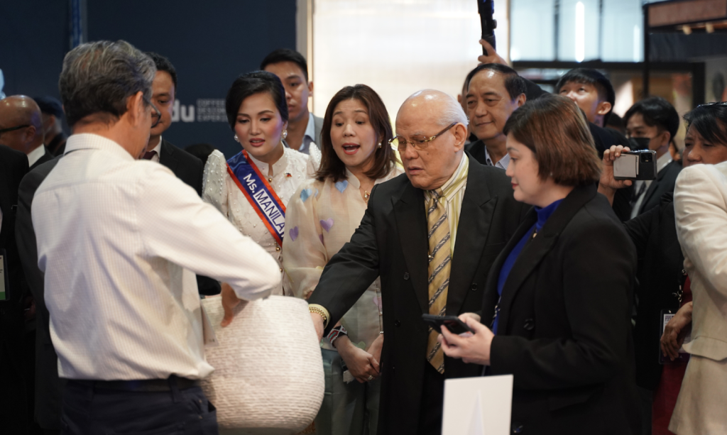 DBM Secretary Amenah F. Pangandaman, CITEM Executive Director Dr. Edward L. Fereira, and DTI Undersecretary Carol Sanchez visit local artisans and manufacturers at the Manila FAMe trade show hall.