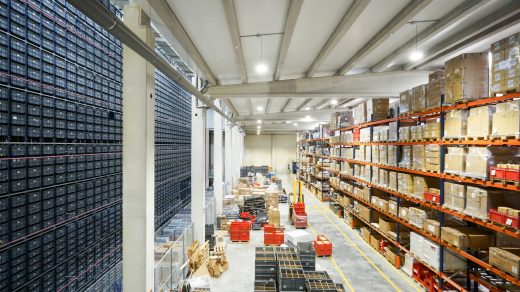 a large warehouse filled with lots of boxes
