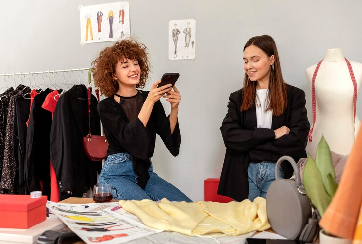 Stitching Success: How a Fashion Digital Marketing Agency Tailors Your Brand for Triumph? 3 women face to face in a clothing store