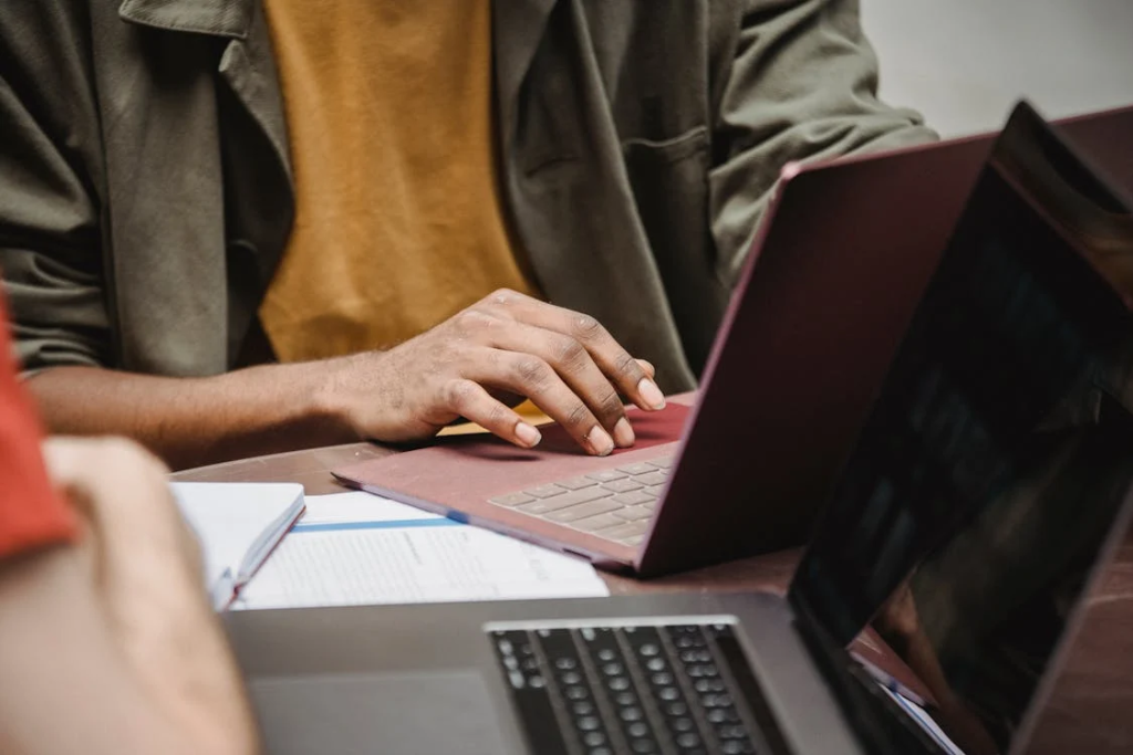 male working in a laptop