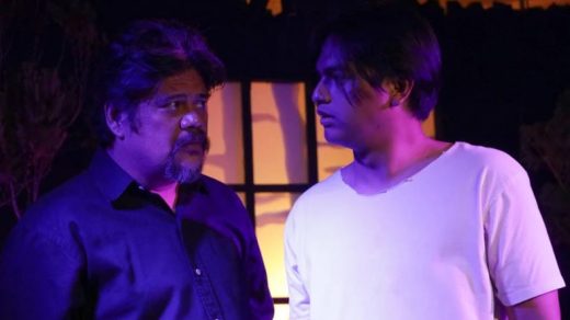 From left: Jamie Wilson (Jesus Christ) and Zach Pracale (Lucifer). The ANCIENT PRODIGAL premiered at Arte Pintura x Paco Creative Space, Ermita, Manila April 6, 2024. Photo by Jude Bautista.