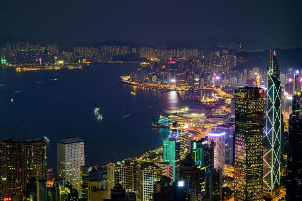 A beautiful night view of  Hong Kong