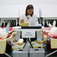 Pru Life UK employees at the blood donation drive with the Philippine Red Cross