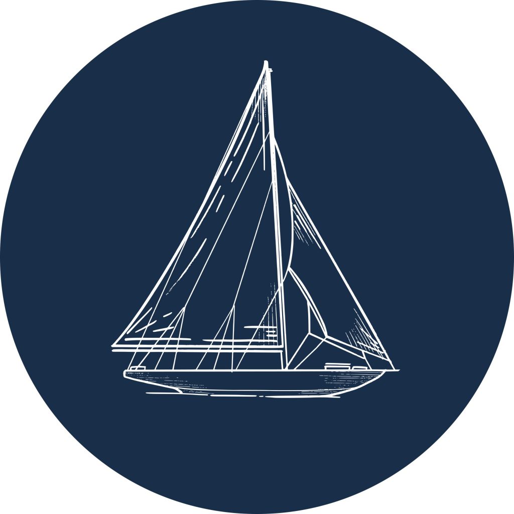blue circle white boat big Logo