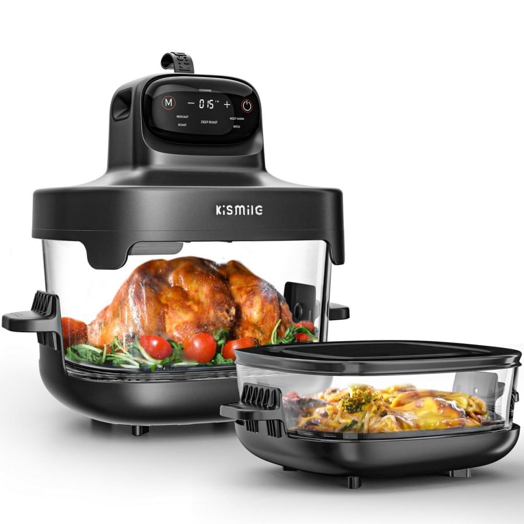 Kismile Launches Roasti™ 5-in-1 Portable Glass Air Fryer: A Stylish, Smart, and Health-Conscious Kitchen Solution 4 Kismile Roasti features dual stackable glass bowls snap lock lids ideal