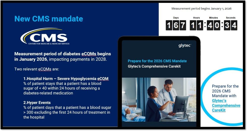The Final Countdown for New CMS Glycemic Measures: Glytec Prepares Hospitals and Health Systems with Proven, FDA-Cleared Technology Platform 5 New CMS glycemic mandate starts Jan 2026 It is time to prepare for key eCQMs