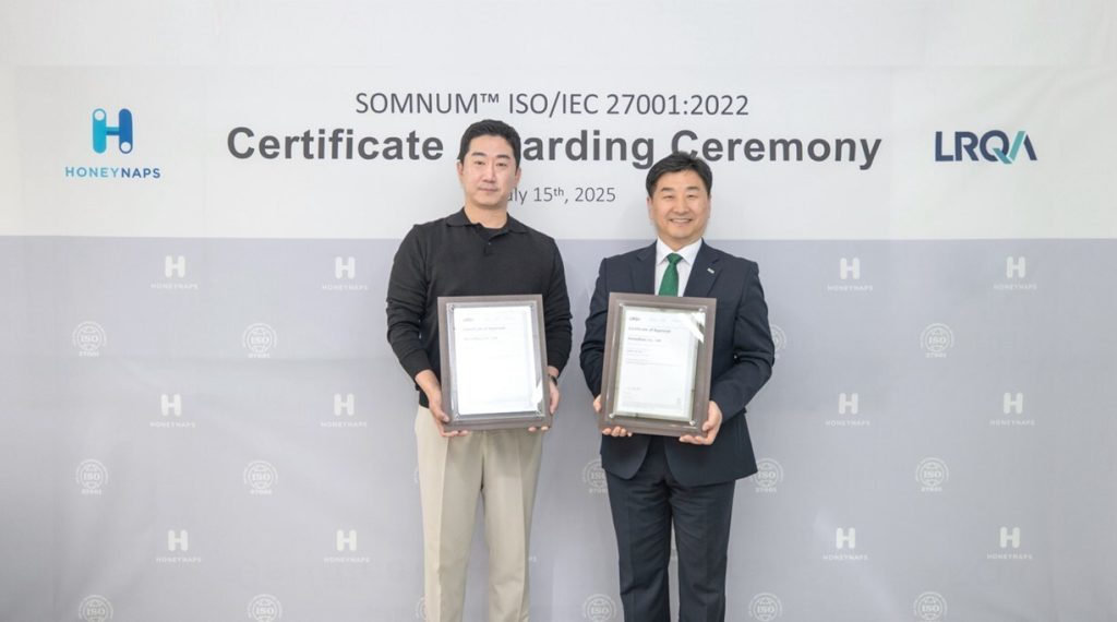HoneyNaps Secures Global Standards in Medical Data Security with HIPAA and ISO/IEC 27001 Certifications for its AI-Driven SOMNUM™ Cloud 3 SOMNUM ISO IEC 27001 Certification Ceremony