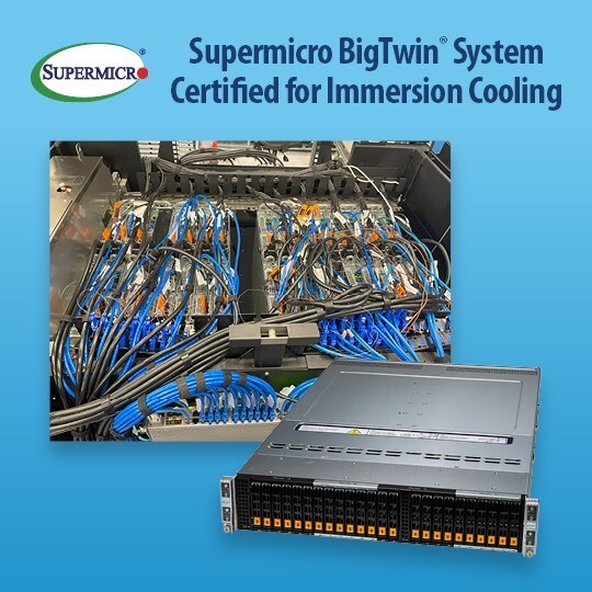 Primeur in de sector -- Systemen van Supermicro gecertificeerd door Intel voor een oplossing met dompelkoeling 1 Supermicro BigTwin System Certified for Immersion Cooling