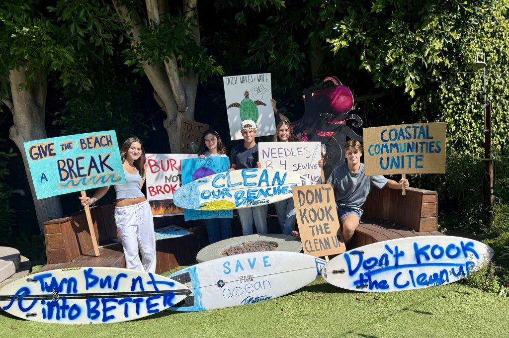 High School Surfers Rally Santa Monica Leaders to Safeguard Beach and Ocean Health 4 The Coastal Alliance creative signs